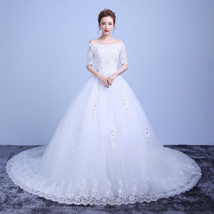 The Bride Wedding Dress A Long Sleeved Shoulder Tail Large Code Slim Tail Wedding New Winter