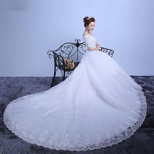 The Bride Wedding Dress A Long Sleeved Shoulder Tail Large Code Slim Tail Wedding New Winter