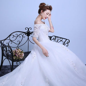 The Bride Wedding Dress A Long Sleeved Shoulder Tail Large Code Slim Tail Wedding New Winter