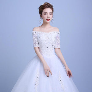 The Bride Wedding Dress A Long Sleeved Shoulder Tail Large Code Slim Tail Wedding New Winter
