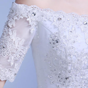 The Bride Wedding Dress A Long Sleeved Shoulder Tail Large Code Slim Tail Wedding New Winter