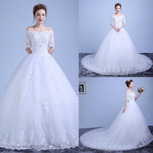 Load image into Gallery viewer, The Bride Wedding Dress A Long Sleeved Shoulder Tail Large Code Slim Tail Wedding New Winter