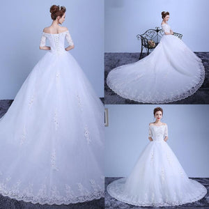 The Bride Wedding Dress A Long Sleeved Shoulder Tail Large Code Slim Tail Wedding New Winter