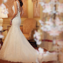 Load image into Gallery viewer, New Elegant Women White Lace Mermaid Full Length Wedding Dress