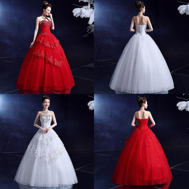 White / Red Sexy Wedding Dresses Lace Sleeveless Romantic Bridal Vintage Dress