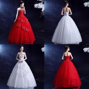 White / Red Sexy Wedding Dresses Lace Sleeveless Romantic Bridal Vintage Dress