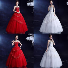 Load image into Gallery viewer, White / Red Sexy Wedding Dresses Lace Sleeveless Romantic Bridal Vintage Dress