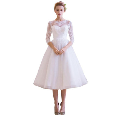 Women Elegant Off Shoulder Dress White Lace Puffy Princess Dress Party Dress