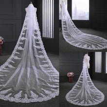 Load image into Gallery viewer, Crystals Bridal Wedding Veil Cathedral Long Lace Bride Veil 1T   Comb Custom 3.5 M