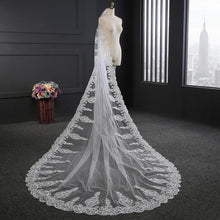 Load image into Gallery viewer, Crystals Bridal Wedding Veil Cathedral Long Lace Bride Veil 1T   Comb Custom 3.5 M