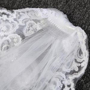 Crystals Bridal Wedding Veil Cathedral Long Lace Bride Veil 1T   Comb Custom 3.5 M