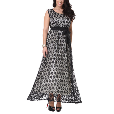 Sexy Women Long Dress Large Size Sleeveless Lace Evening Party Dress