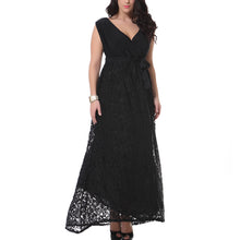 Load image into Gallery viewer, Women Elegant Lace Dress One-piece Long Dress V-neck Sleeveless Slim Summer Dress Party Dress