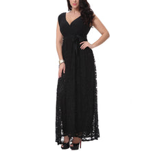 Load image into Gallery viewer, Women Elegant Lace Dress One-piece Long Dress V-neck Sleeveless Slim Summer Dress Party Dress