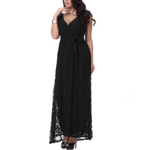 Load image into Gallery viewer, Women Elegant Lace Dress One-piece Long Dress V-neck Sleeveless Slim Summer Dress Party Dress