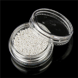 Round Nail Art Mini Bead DIY Nail Art Decorations for Fashionable Girls and Women (Silver)