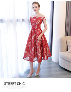 Red Lace Evening Dress