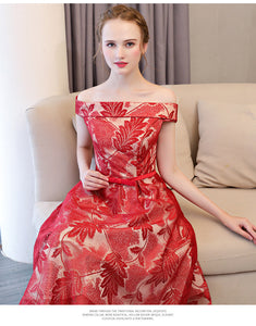 Red Lace Evening Dress
