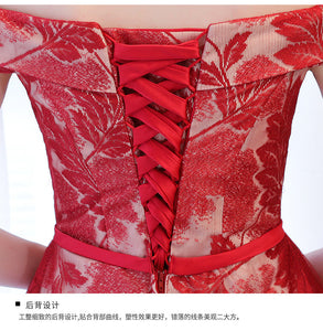 Red Lace Evening Dress