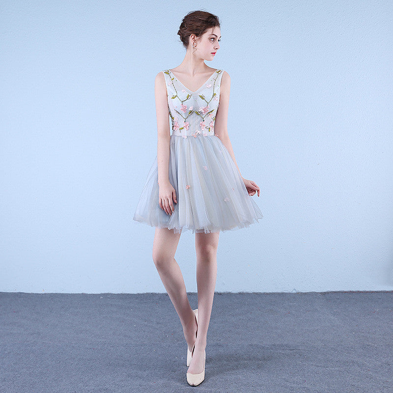 Sweet Design Flower Embroidery Short Wedding Dress/Party Dress/Evening Dress