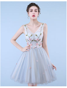Sweet Design Flower Embroidery Short Wedding Dress/Party Dress/Evening Dress