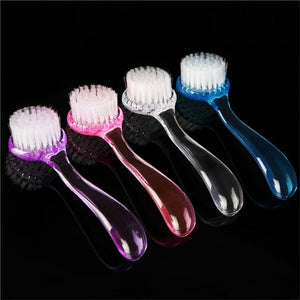 Nail Art Dust Remover Brush with Lid Acrylic Crystal Nail Manicure Pedicure Power Cleaner Brush for Home Salon (Random Color)