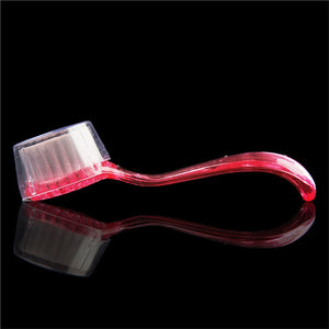 Nail Art Dust Remover Brush with Lid Acrylic Crystal Nail Manicure Pedicure Power Cleaner Brush for Home Salon (Random Color)