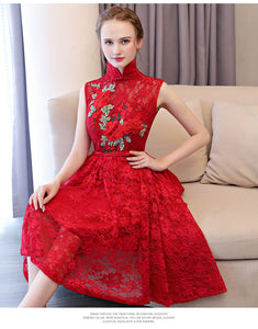 Brand New Chinese Style Embroidery Lace Evening Dress