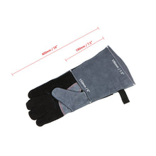 Load image into Gallery viewer, Heat Resistant Grill Oven Gloves 482℉(250℃) Heat Proof Leather BBQ Stove Fireplace Cooking Baking Electric Soldering Barbecue Glove with Cowhide Anti-slip Patch Protective  Gloves