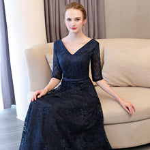 Load image into Gallery viewer, Brand New Navy V-neck Lace  Weddning Dress/ Evening Dress/ Party Dress