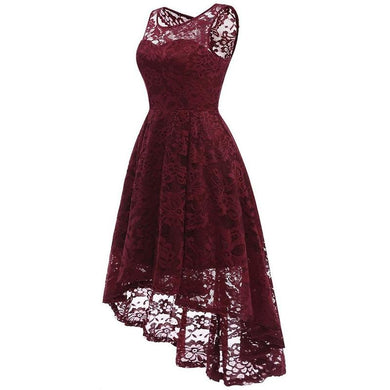 Women Fashion Lace Irregular Dress Sleeveless Party Evening Sexy Mini Dress