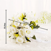 Load image into Gallery viewer, Bride Wedding Bouquet Satin Ribbon Wedding Photography Prop Rose Bridal Bouquet Artificial Flowers for Wedding Party (White)