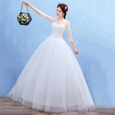 Vintage Wedding Dresses A line Long Sleeves Appliques Lace Wedding Gown Bridal Dresses
