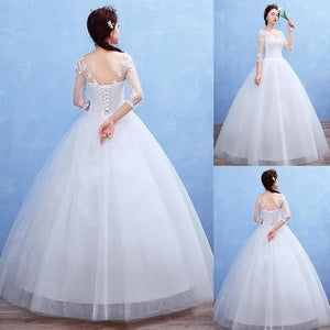 Vintage Wedding Dresses A line Long Sleeves Appliques Lace Wedding Gown Bridal Dresses