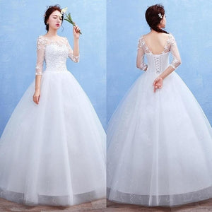 Vintage Wedding Dresses A line Long Sleeves Appliques Lace Wedding Gown Bridal Dresses