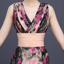 Load image into Gallery viewer, Women Sexy Floral Dress Sleeveless Elegant V neck Long Dress Evening Party Prom Bridesmaids Chiffon Dresses