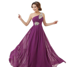 Load image into Gallery viewer, Plus Size New Women Elegant Brief Dress One Shoulder Bridesmaids Grown Long Chiffon Dress