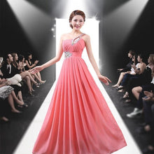 Load image into Gallery viewer, Plus Size New Women Elegant Brief Dress One Shoulder Bridesmaids Grown Long Chiffon Dress