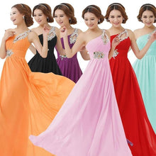 Load image into Gallery viewer, Plus Size New Women Elegant Brief Dress One Shoulder Bridesmaids Grown Long Chiffon Dress