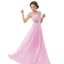 Load image into Gallery viewer, Plus Size New Women Elegant Brief Dress One Shoulder Bridesmaids Grown Long Chiffon Dress