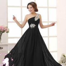 Load image into Gallery viewer, Plus Size New Women Elegant Brief Dress One Shoulder Bridesmaids Grown Long Chiffon Dress