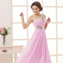 Load image into Gallery viewer, Plus Size New Women Elegant Brief Dress One Shoulder Bridesmaids Grown Long Chiffon Dress