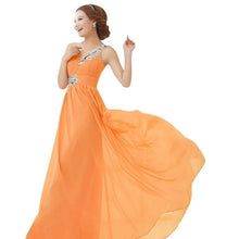 Load image into Gallery viewer, Plus Size New Women Elegant Brief Dress One Shoulder Bridesmaids Grown Long Chiffon Dress