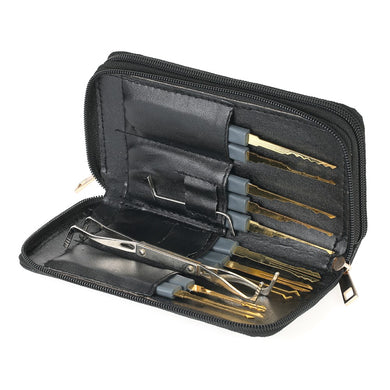 24pcs Professional Unlocking Lock Picking Tools Set Practice Lockset Kit with Leather Case for Locksmith Beginners
