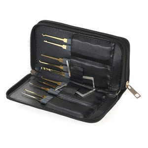 24pcs Professional Unlocking Lock Picking Tools Set Practice Lockset Kit with Leather Case for Locksmith Beginners