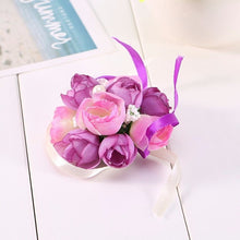Load image into Gallery viewer, Wrist Corsage Bracelet Bridesmaid Sisters Hand Flowers Wedding Party Bridal Prom