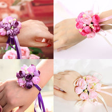 Load image into Gallery viewer, Wrist Corsage Bracelet Bridesmaid Sisters Hand Flowers Wedding Party Bridal Prom