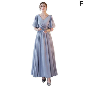 Weeding Party Long Chiffon Bridesmaid Dress Cheap Grey Bridesmaid Dresses Evening Dress