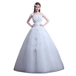 Fashion Lace Wedding Bride Word Shoulder Small Tail Wedding Dress