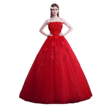 Load image into Gallery viewer, Fashion Lace Wedding Bride Word Shoulder Small Tail Wedding Dress